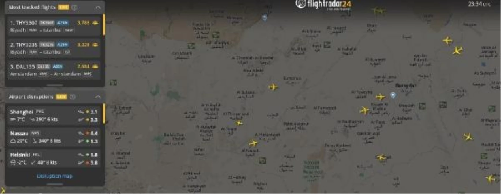 Galatasaray and Fenerbahçe Flights from Saudi Arabia to Turkey Most Tracked on Flightradar24