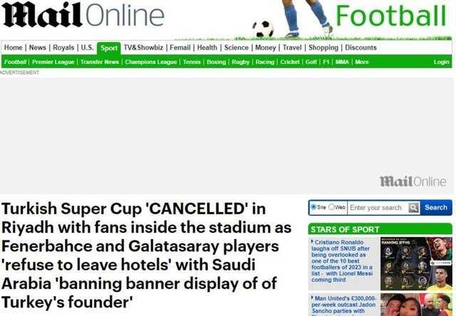 Süper Kupa finalinin iptali dünya basınında geniş yer buldu Süper Kupa finalinin iptali dünya basınında geniş yer buldu