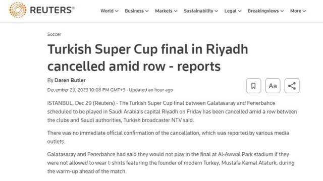 Süper Kupa finalinin iptali dünya basınında geniş yer buldu Süper Kupa finalinin iptali dünya basınında geniş yer buldu