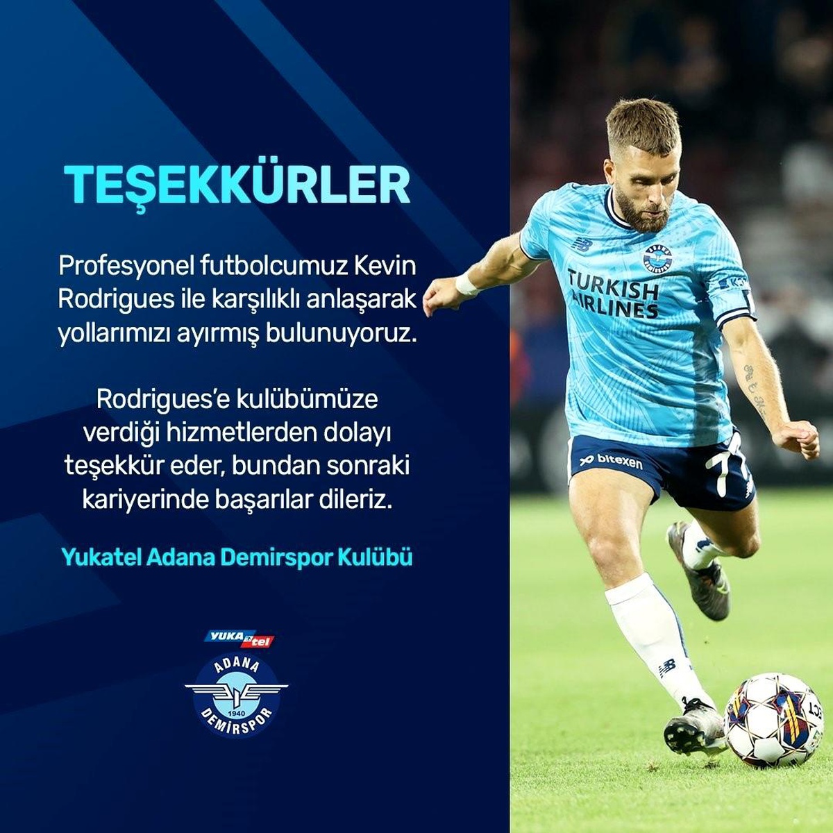 Y. Adana Demirspor, Kevin Rodrigues ile yollarını ayırdı