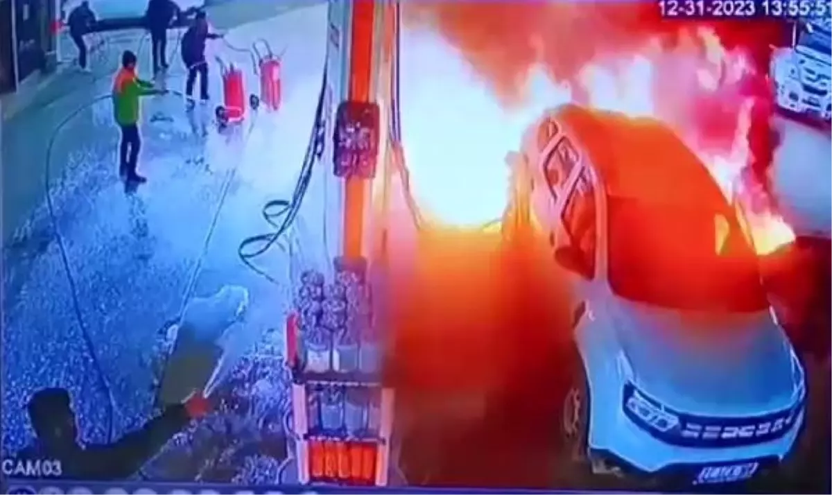 Diyarbakır'da akaryakıt istasyonunda otomobil yangını