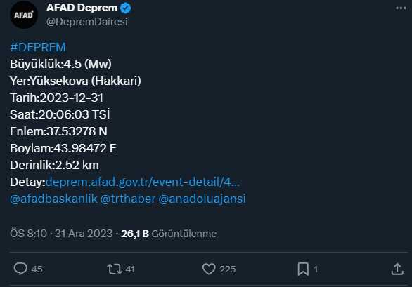 Hakkari'de peş peşe korkutan depremler Hakkari'de peş peşe korkutan depremler