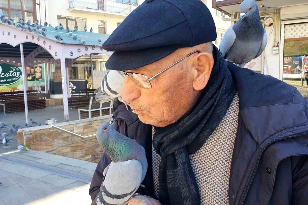 85 Yaşındaki Kadir Ay, Güvercinlere Leblebi Veriyor