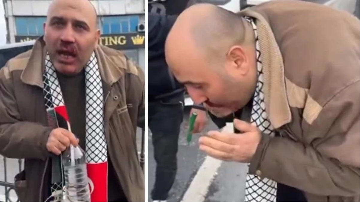 Filistin yürüyüşünden dönen vatandaşa açtığı bayrak nedeniyle saldıran şahıs tutuklandı