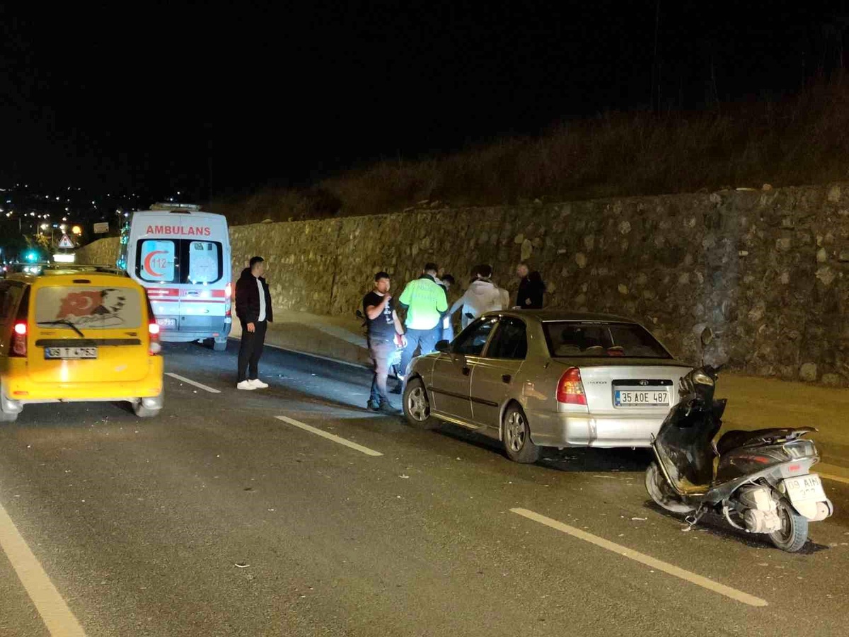 Kuşadası\'nda otomobilin motosiklete çarpması sonucu 1 kişi yaralandı
