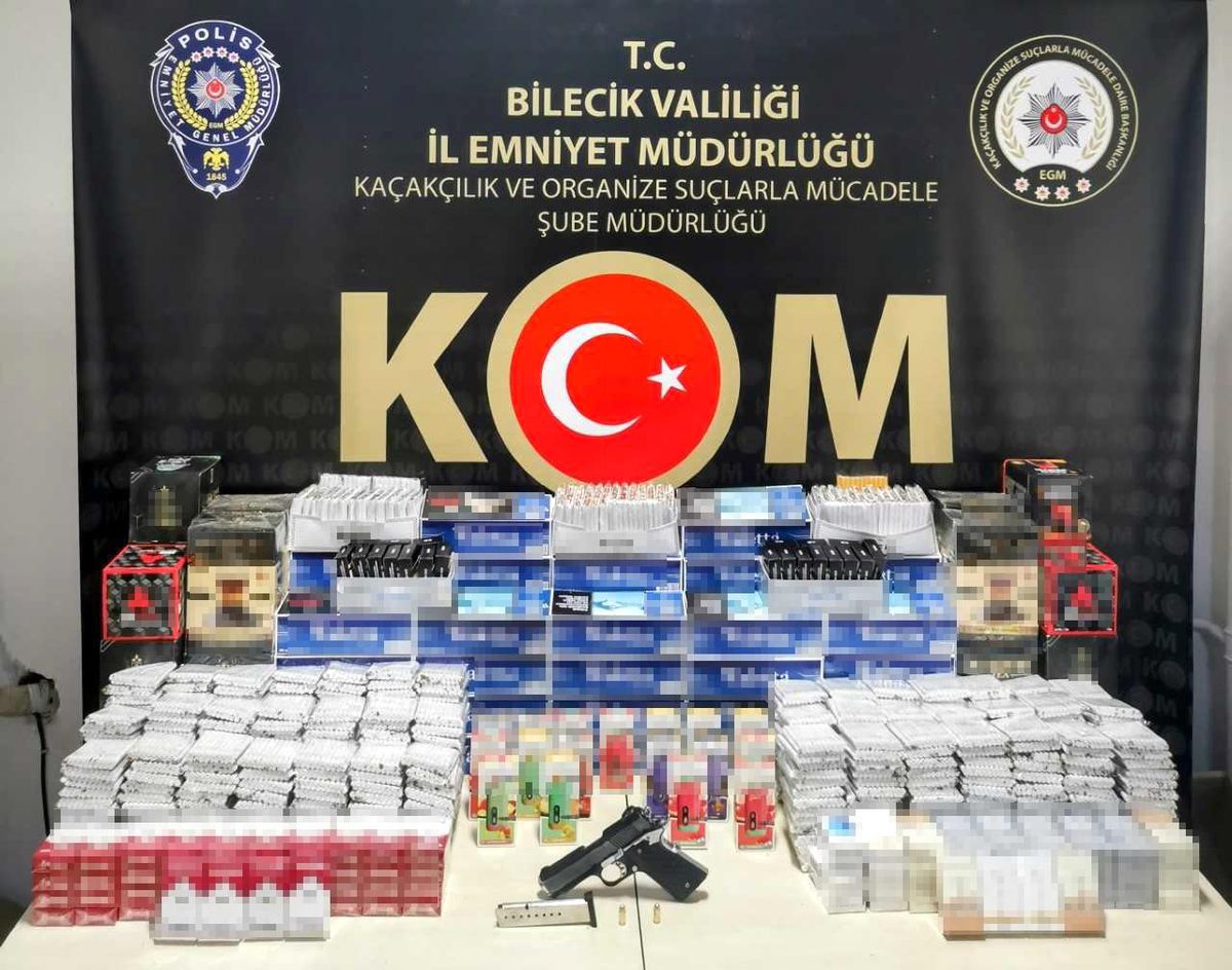 Bilecik\'te tütün ve tütün mamulü operasyonunda çok miktarda kaçak malzeme ele geçirildi