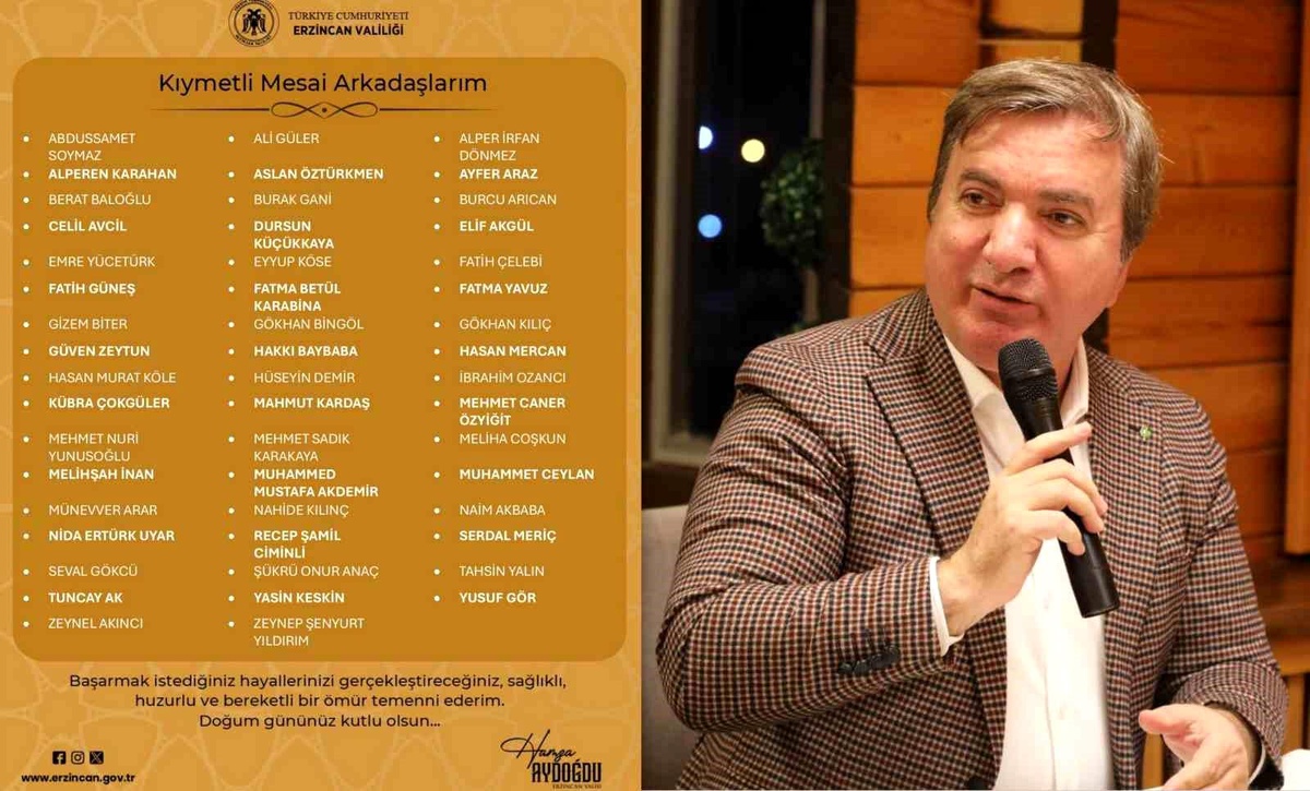 Erzincan Valisi Hamza Aydoğdu, Kamuda Çalışan Personellerin Doğum Günlerini Kutluyor