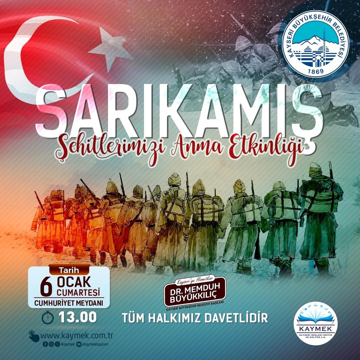 Kayseri\'de Sarıkamış Şehitlerini Anma Programı düzenlenecek