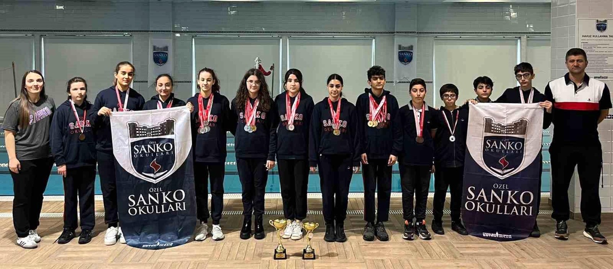 SANKO Okulları Yüzme Takımı İl Birinciliği ve İl Üçüncülüğü Kazandı