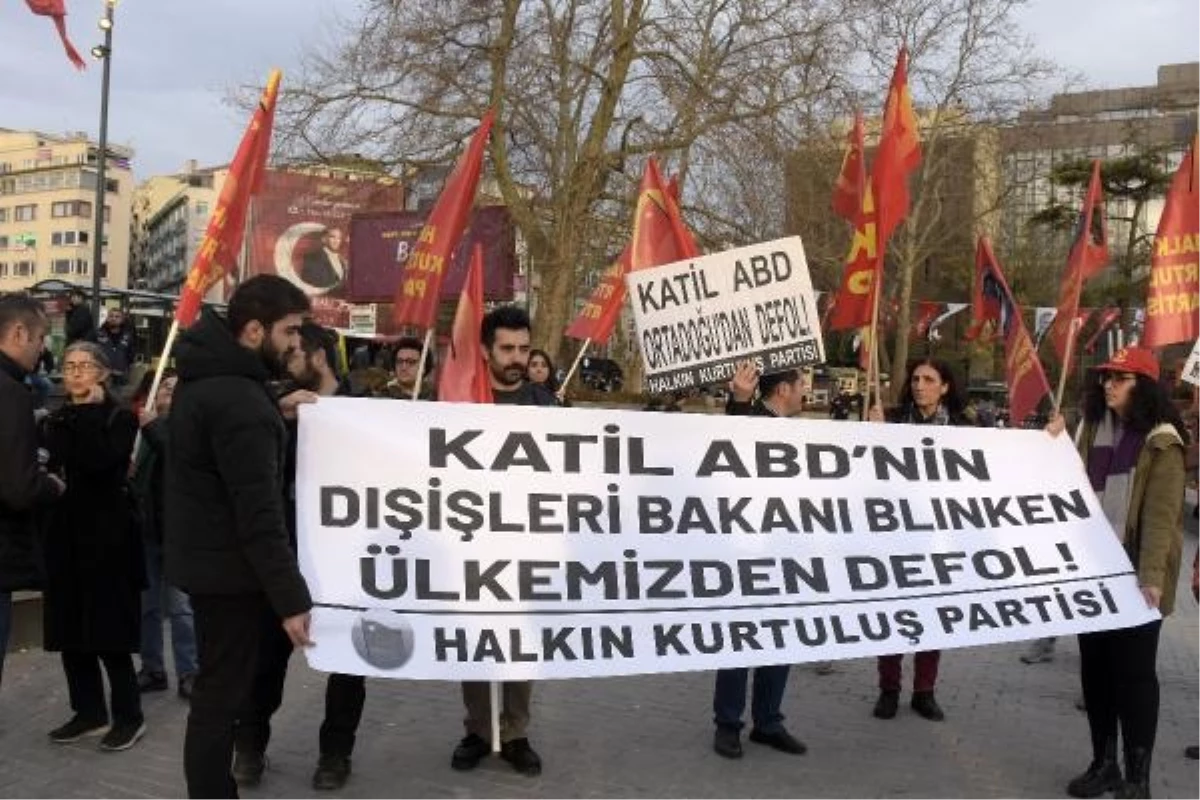 Beşiktaş\'ta HKP Üyeleri, ABD Dışişleri Bakanı Blinken\'i Protesto Etti