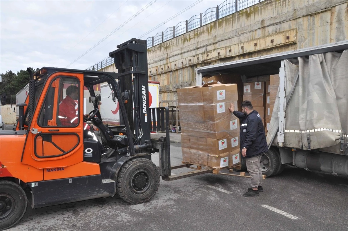 Yardımeli Derneği, Gazze\'ye insani yardım malzemelerini Türk Kızılaya teslim etti