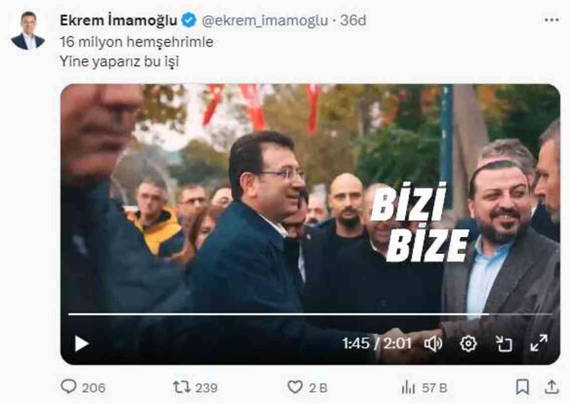 İmamoğlu'ndan Murat Kurum'un adaylığı sonrası manidar video: 16 milyon hemşehrimle yine yaparız bu işi