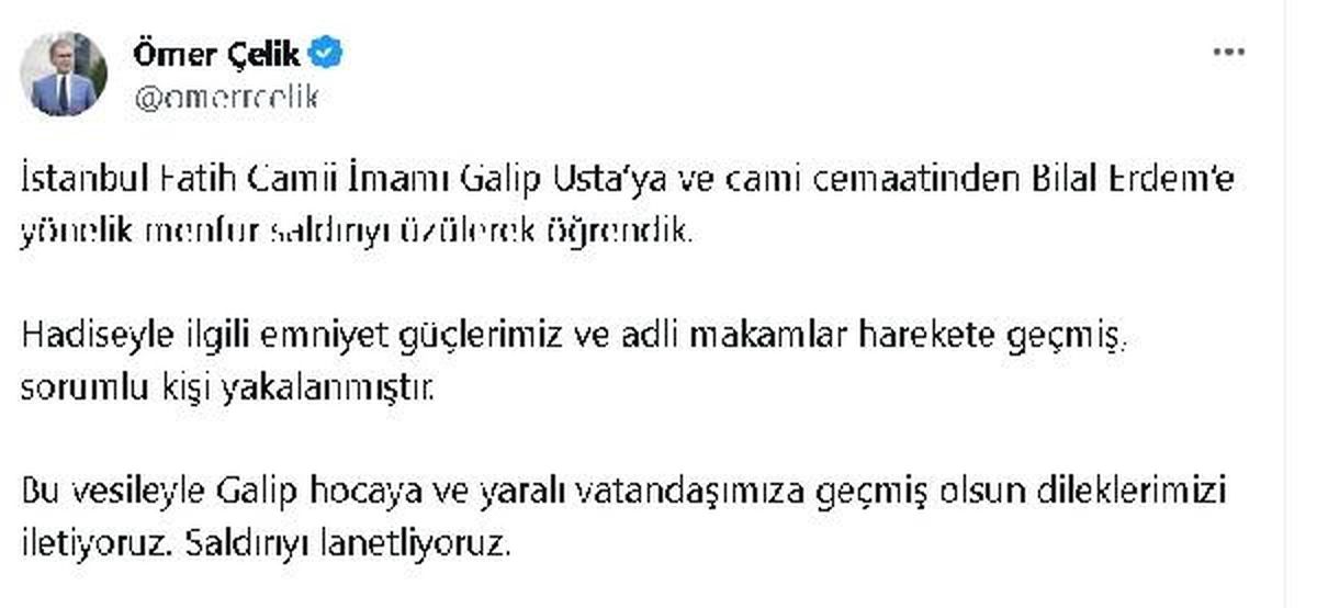 AK Parti Sözcüsü: İstanbul Fatih Camii'nde Menfur Saldırı