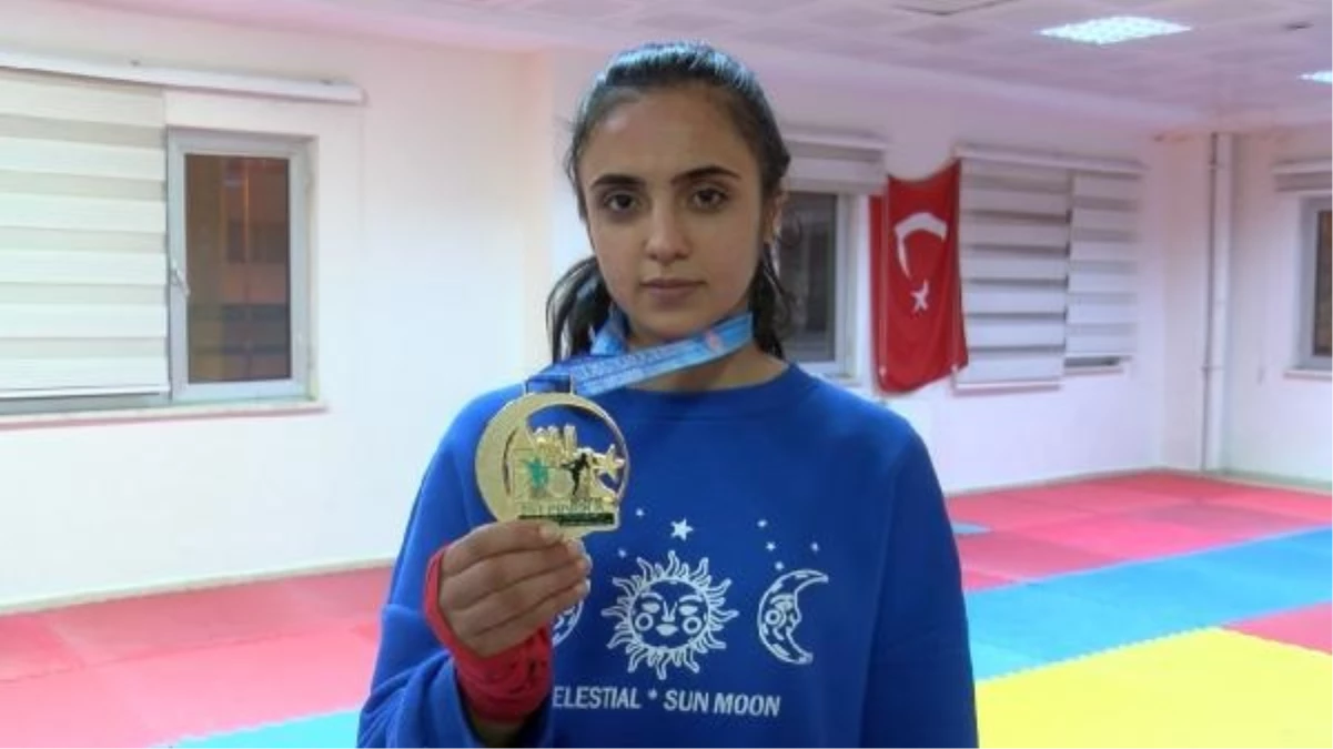 Diyarbakır\'da Wushu Kung-fu Şampiyonası\'nda altın madalya kazanan genç sporcu