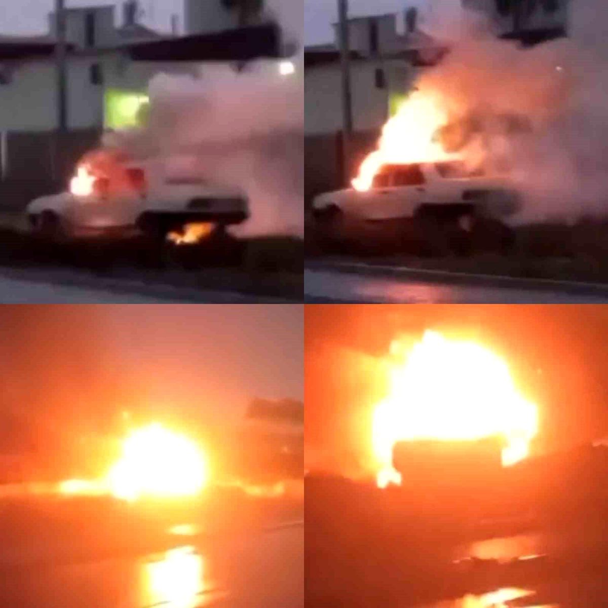 Mersin\'de Bir Kişi Tofaş Otomobilini Refüjde Yakarak Görüntüledi