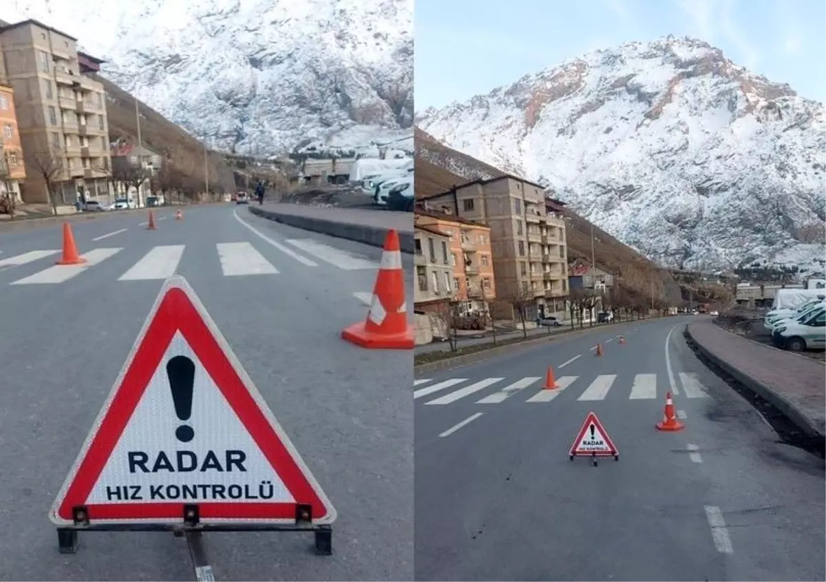 Hakkari-Van kara yolunda radarla hız denetimi yapıldı