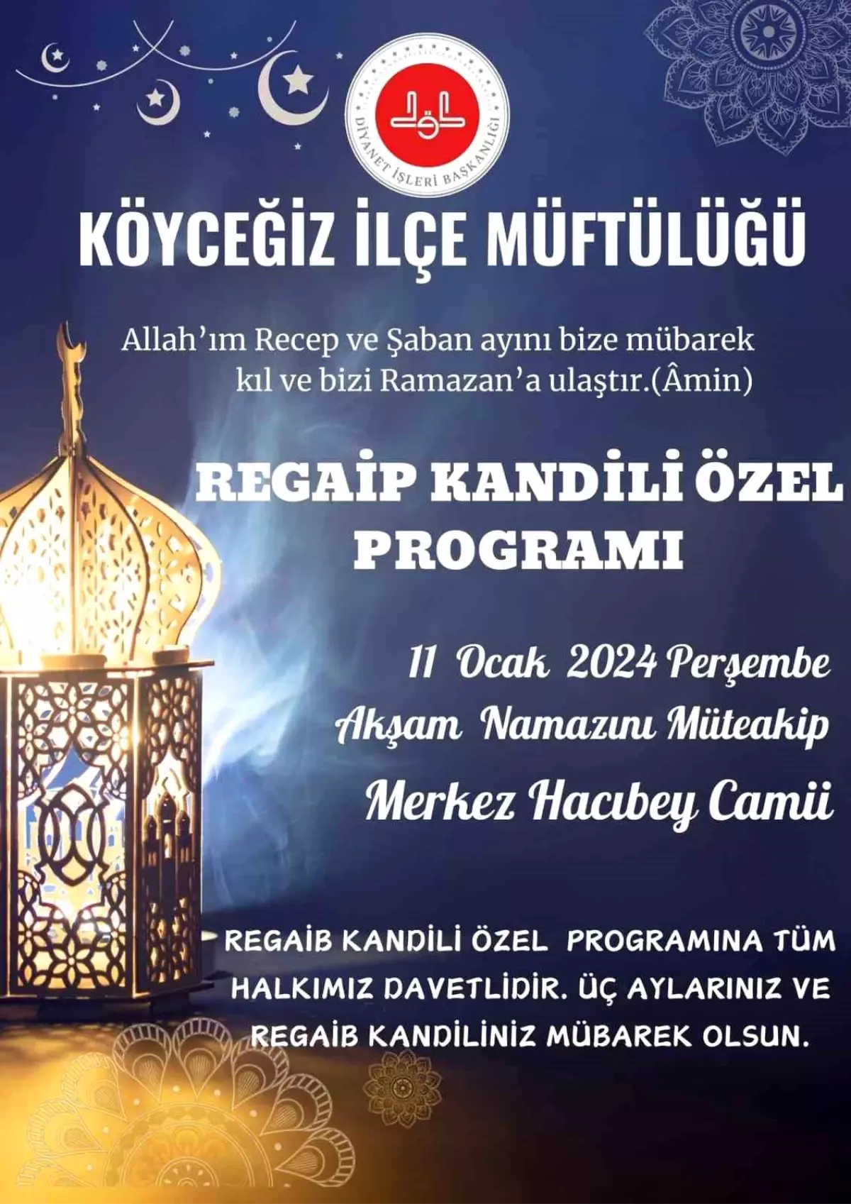 Muğla\'da Regaib Kandili için özel program düzenlenecek