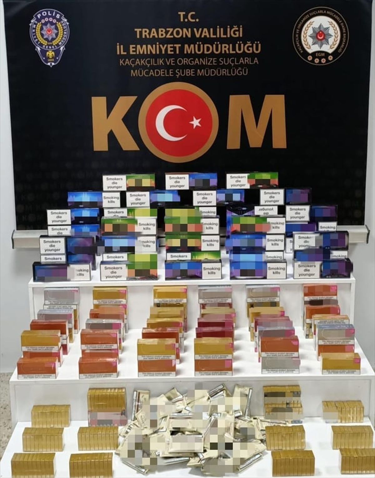 Trabzon\'da yapılan operasyonda kaçak sigara ve tütün ele geçirildi