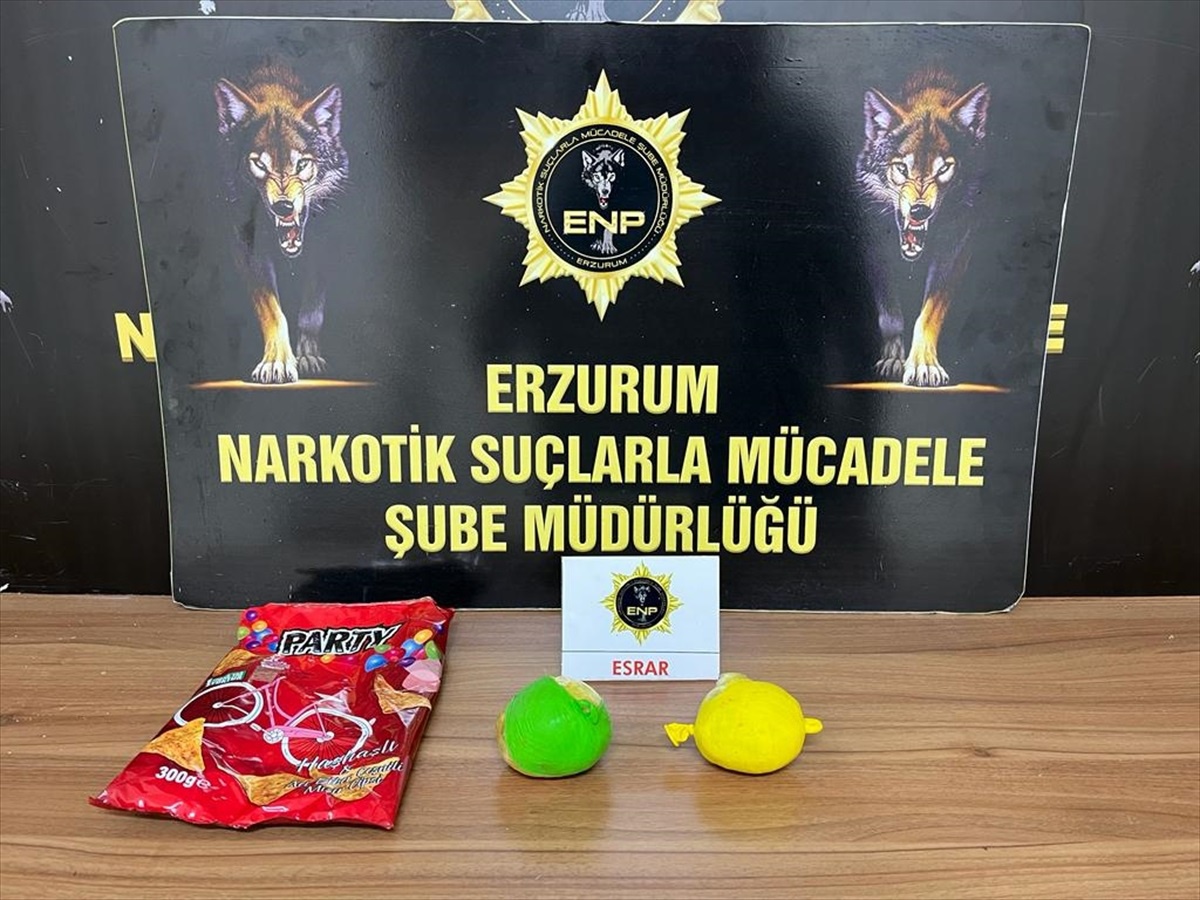 Erzurum\'da cips paketine uyuşturucu saklayarak yolculuk yapan şüpheli yakalandı
