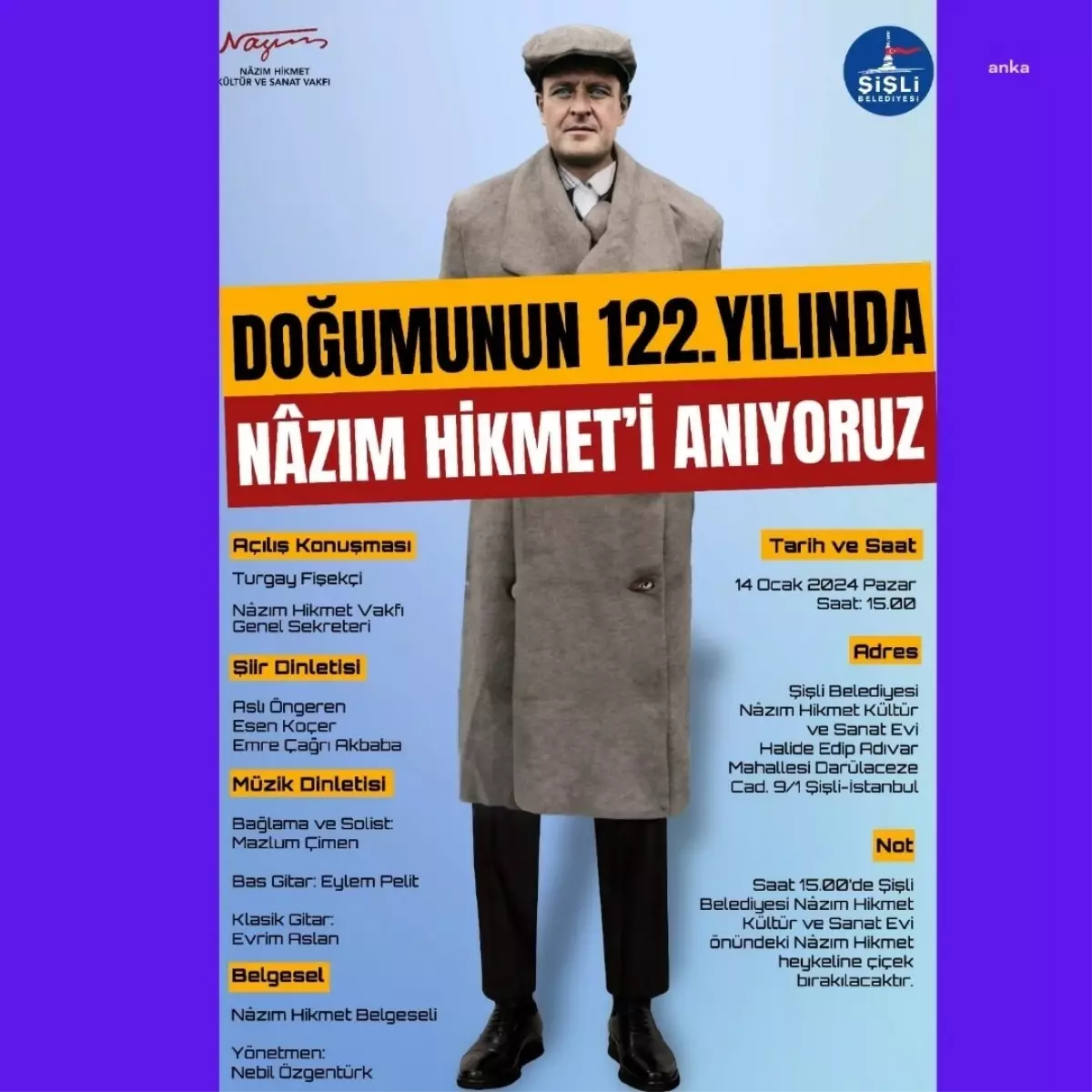 Nâzım Hikmet, Doğumunun 122\'nci Yılında Çeşitli Etkinliklerle Anılacak