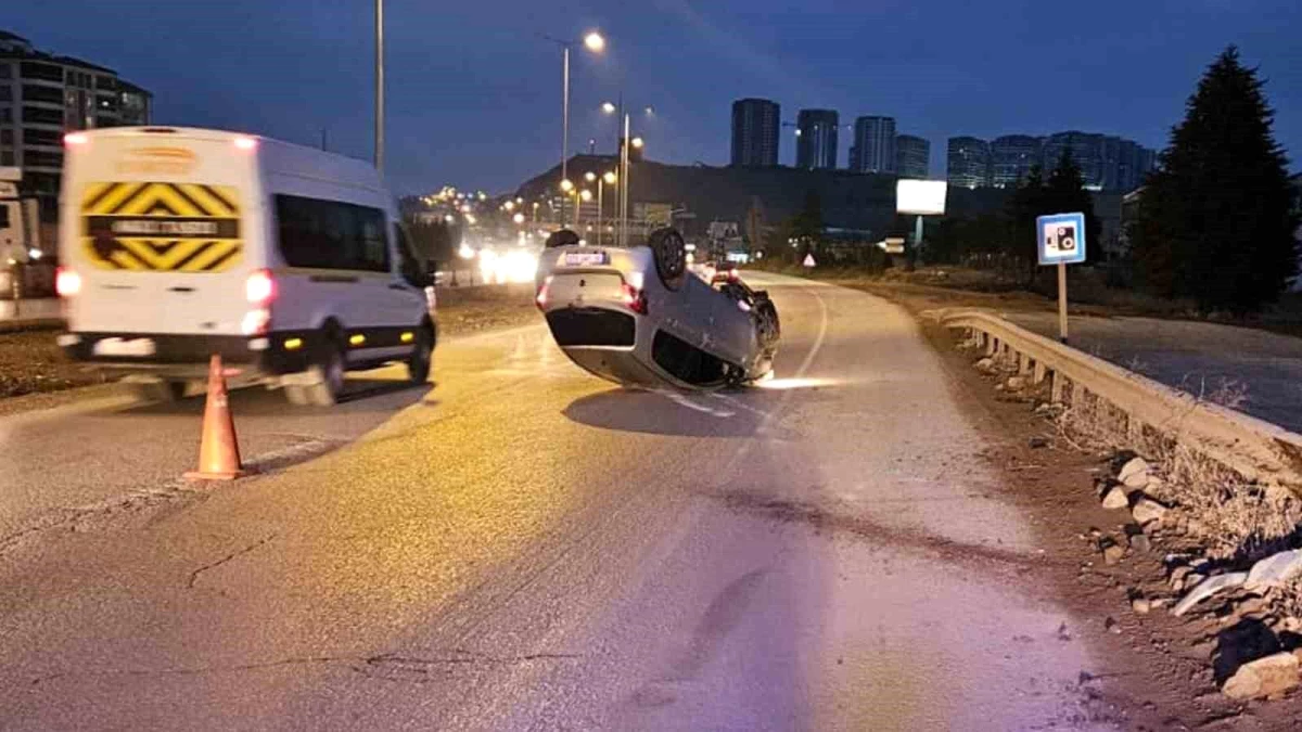 Kırıkkale\'de Takla Atan Otomobilin Hurdaya Döndüğü Kazada 1 Kişi Yaralandı