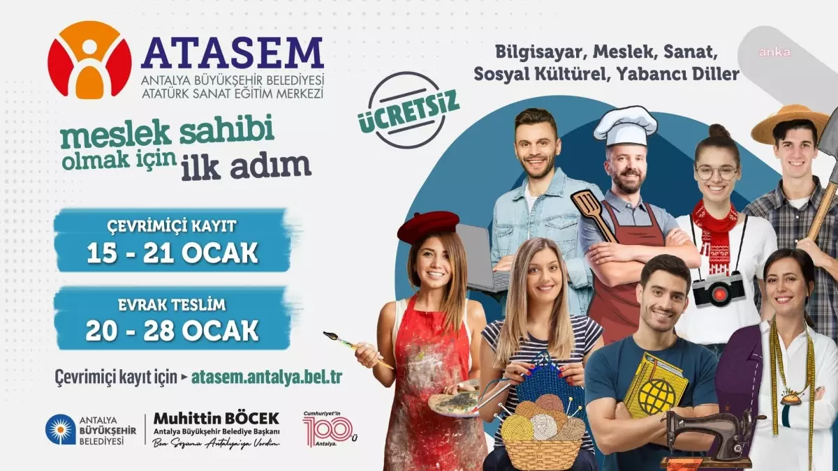 Antalya Büyükşehir Belediyesi ATASEM Kurs Kayıtları Başladı