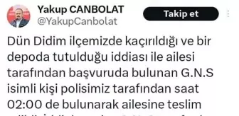 Didim'de kaçırılma iddiasıyla ilgili genç kızın senaryo olduğu ortaya çıktı