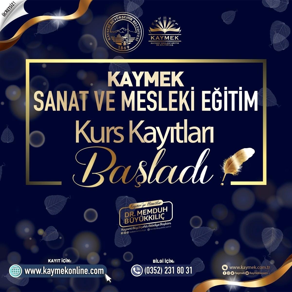 Kayseri Büyükşehir Belediyesi KAYMEK, 2024 Bahar Dönemi kurs kayıtlarını başlattı