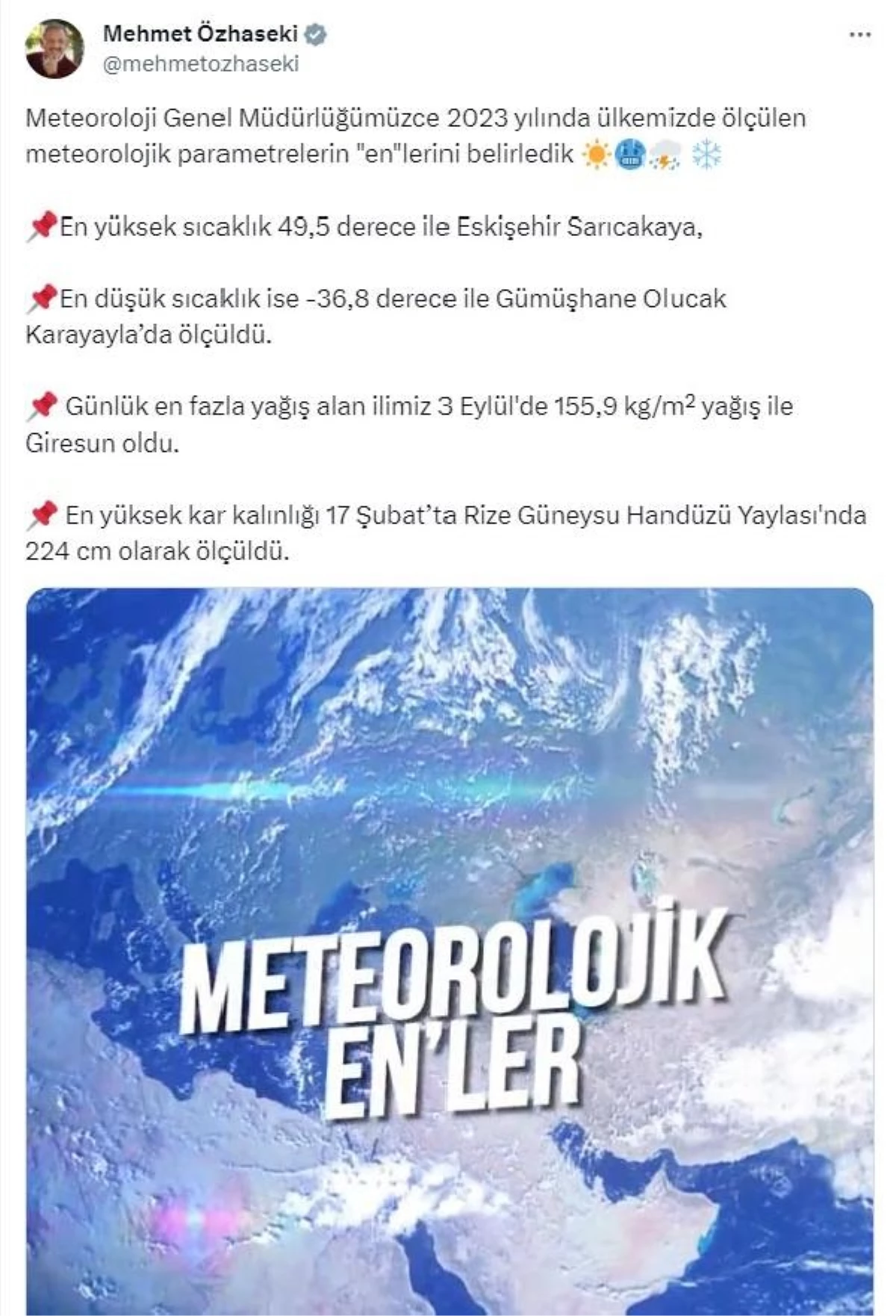 2023 Yılında Türkiye\'de En Yüksek ve En Düşük Sıcaklıklar Açıklandı