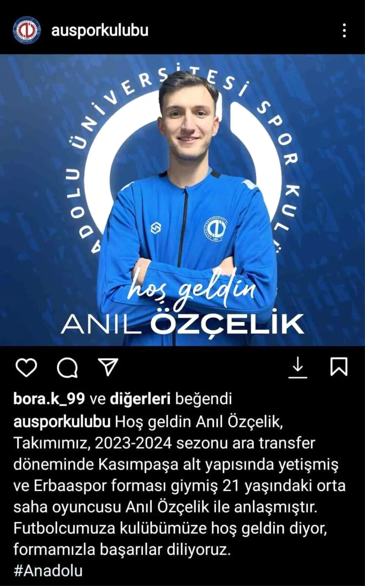 Anadolu Üniversitesi, Anıl Özçelik\'i renklerine bağladı