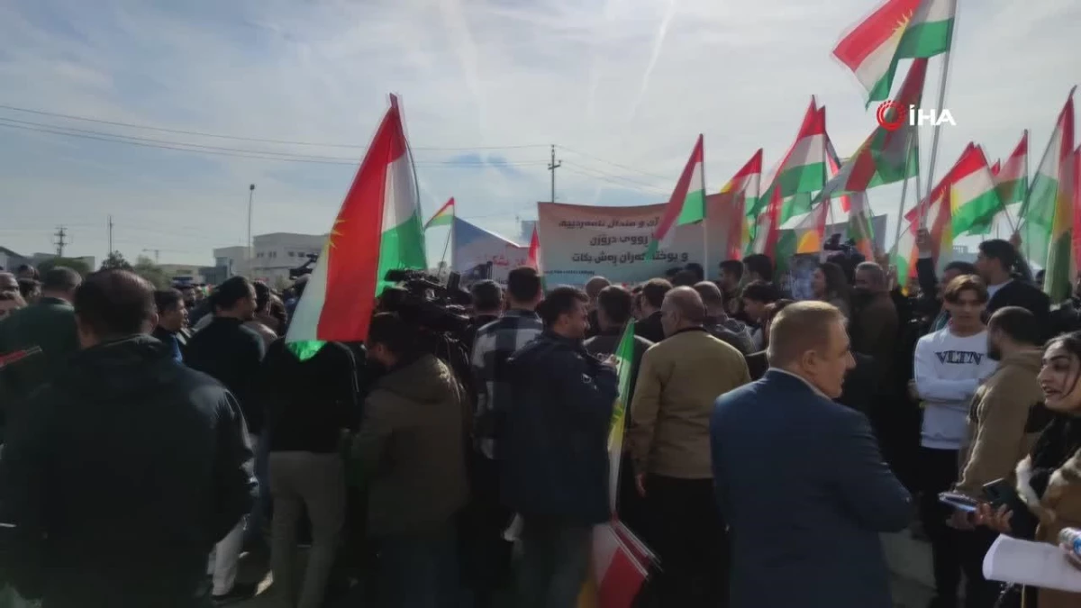 BM Erbil Ofisi önünde İran\'ın saldırıları protesto edildi