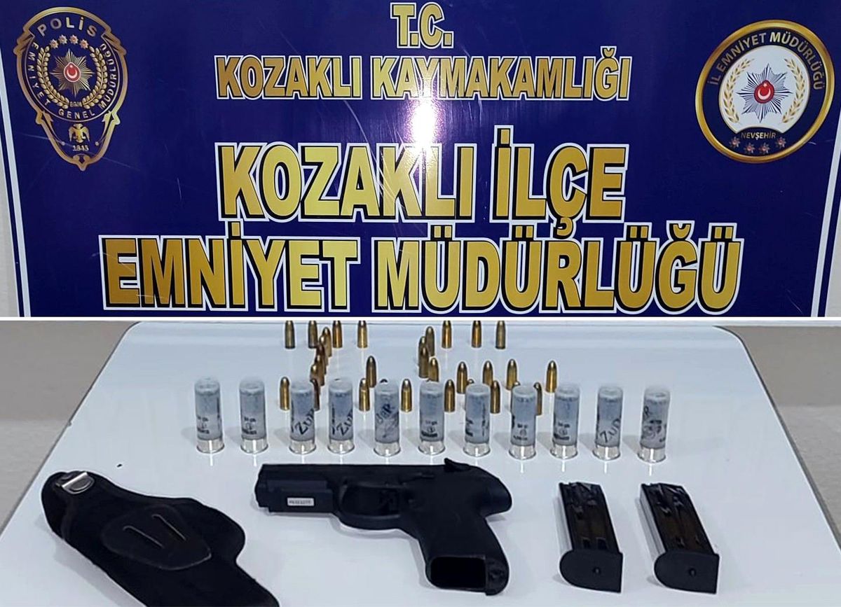 Nevşehir\'de durdurulan araçtan ruhsatsız tabanca ve mühimmat çıktı