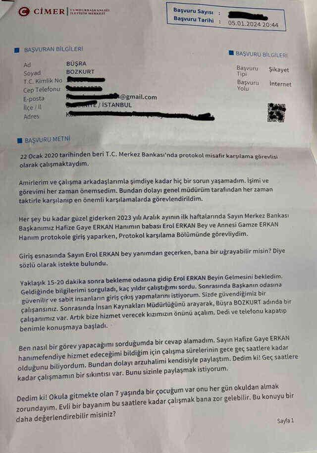 Hafize Gaye Erkan'dan babasının Merkez Bankası çalışanını işten attırdığı iddialarına yanıt