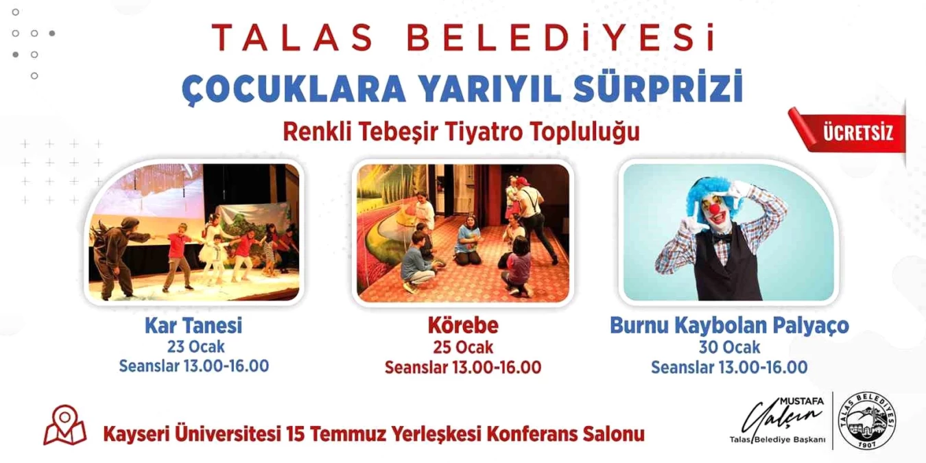 Talas Belediyesi Yarıyıl Tatilinde Çocuklara Ücretsiz Tiyatro Gösterileri Sunuyor