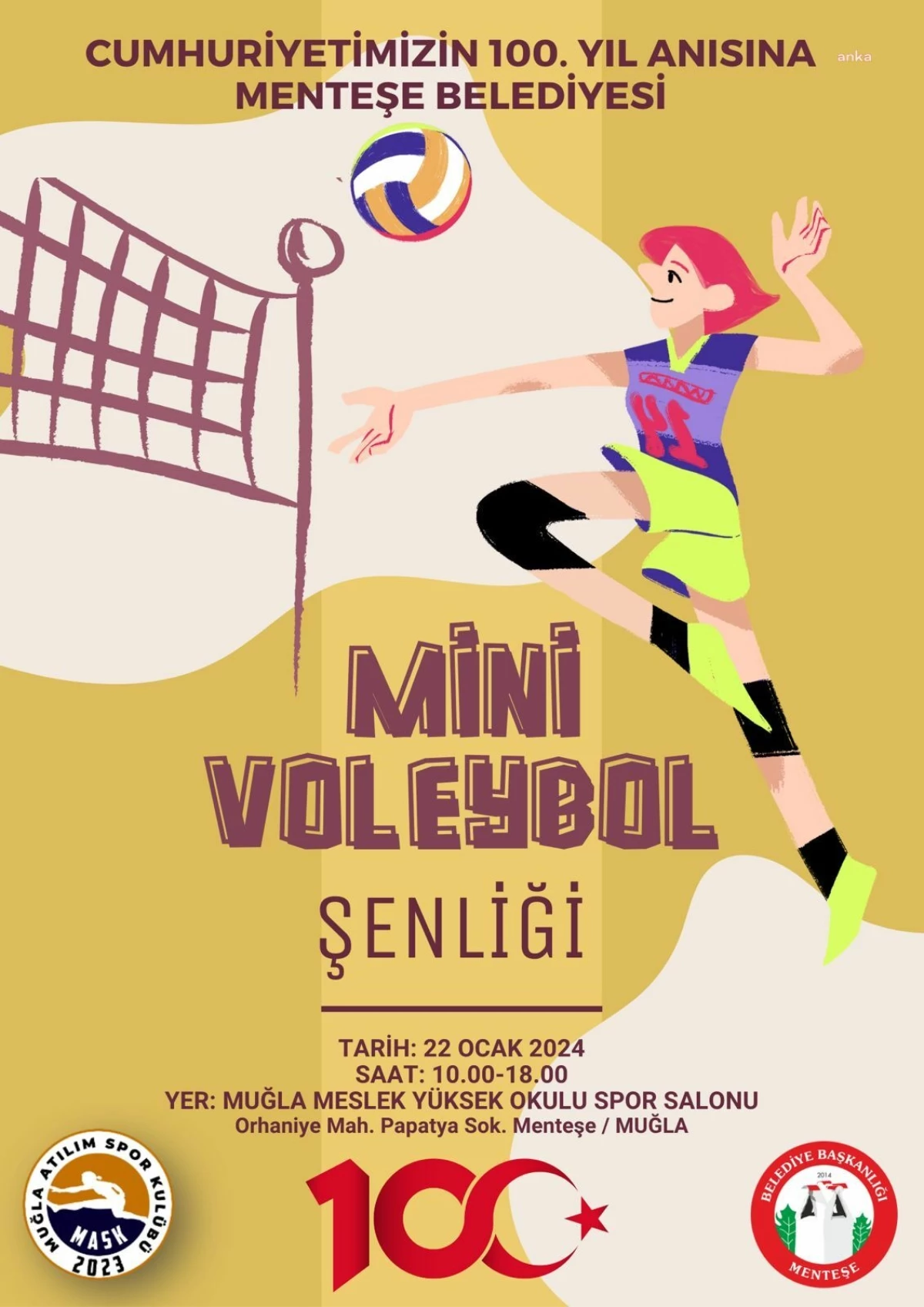 Cumhuriyet\'in 100. yılı anısına Mini Voleybol Şenliği düzenlenecek