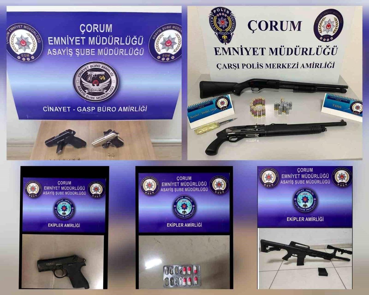 Çorum\'da Polis Operasyonunda Silah ve Uyuşturucu Ele Geçirildi