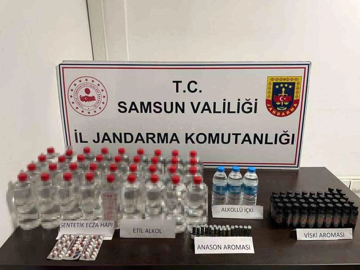 Samsun\'da Sahte İçki Operasyonu: 39 Adet Sentetik Ecza ve 36 Litre Etil Alkol Ele Geçirildi