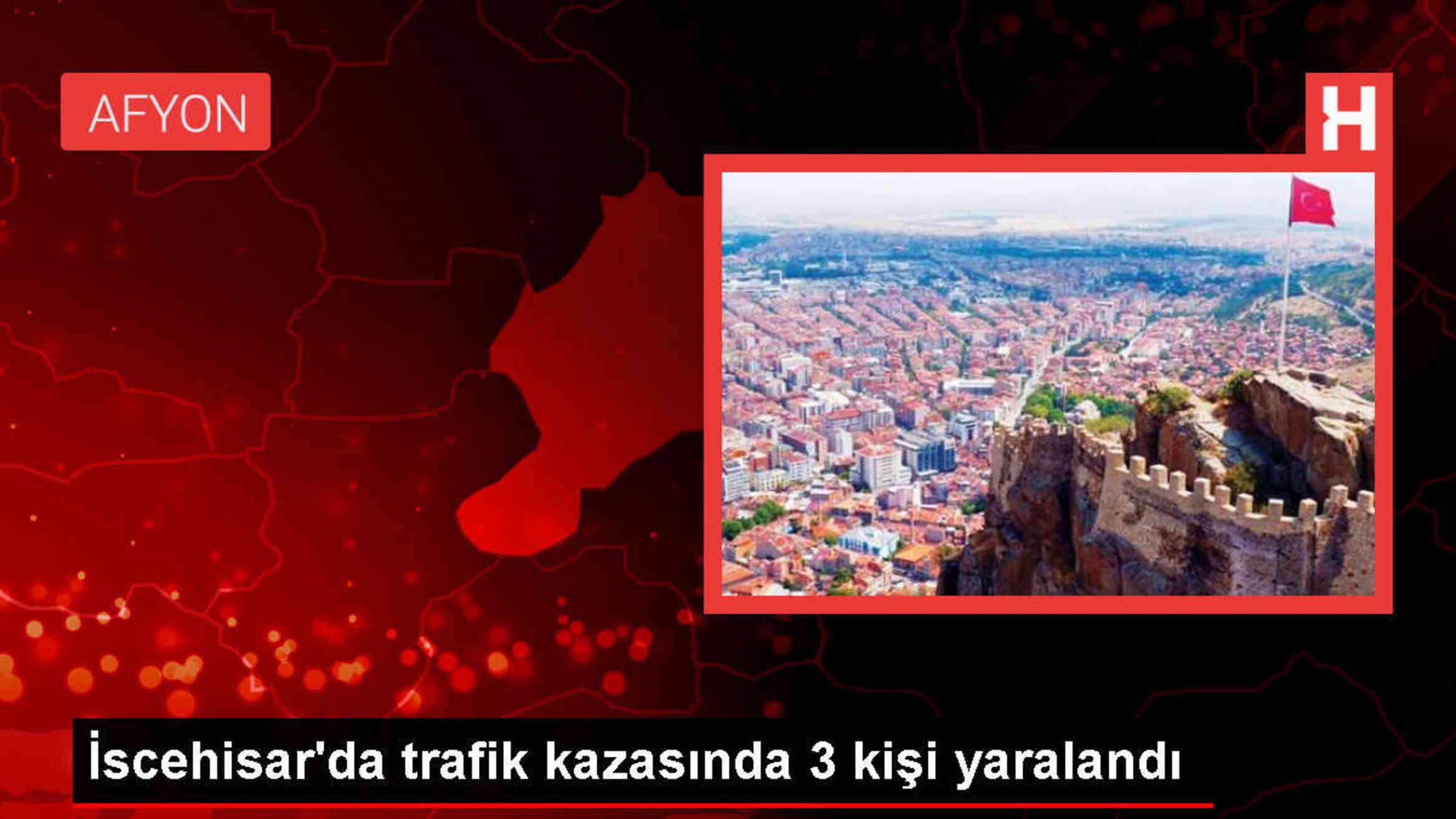 Afyonkarahisar'ın İscehisar ilçesinde refüje devrilen otomobilde 3 kişi yaralandı