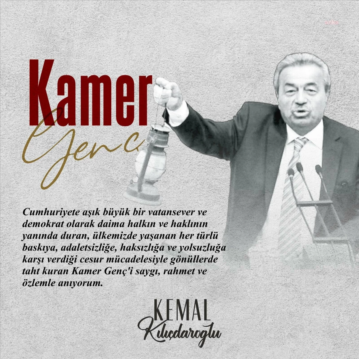 Kılıçdaroğlu, Kamer Genç\'i ölüm yıldönümünde anma mesajı yayınladı