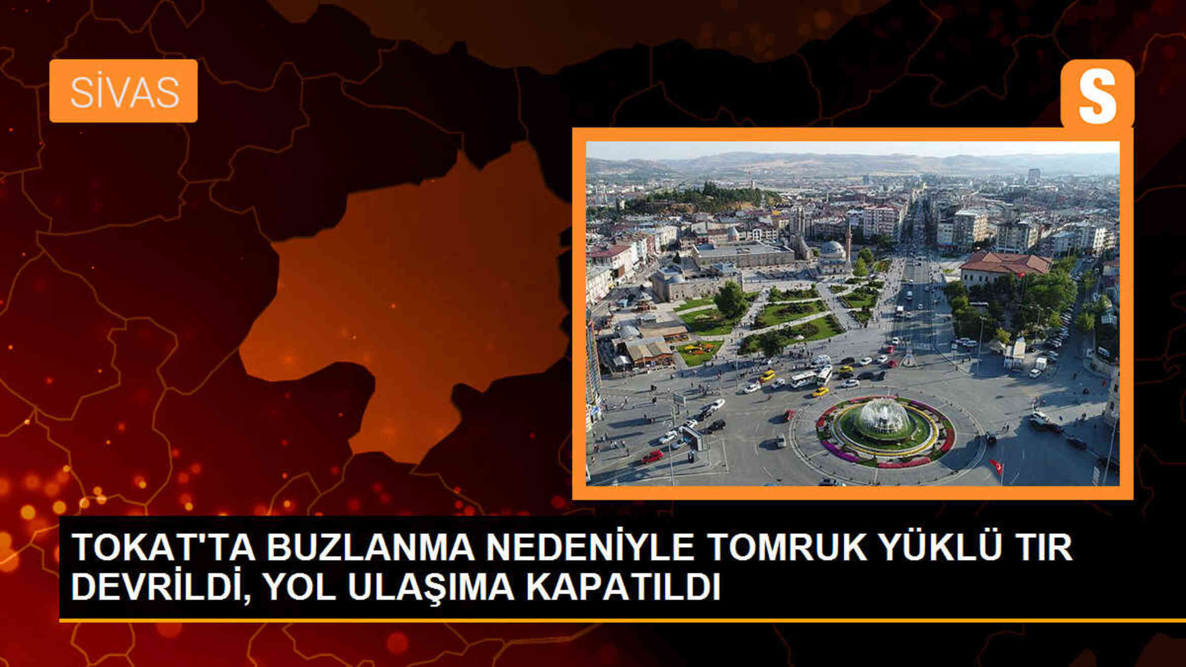 Tokat\'ta kar yağışı nedeniyle TIR devrildi, çevre yolu ulaşıma kapandı
