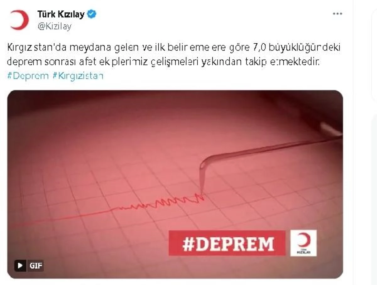 Türk Kızılayı, Kırgızistan\'daki 7,0 Büyüklüğündeki Deprem Sonrası Gelişmeleri Takip Ediyor