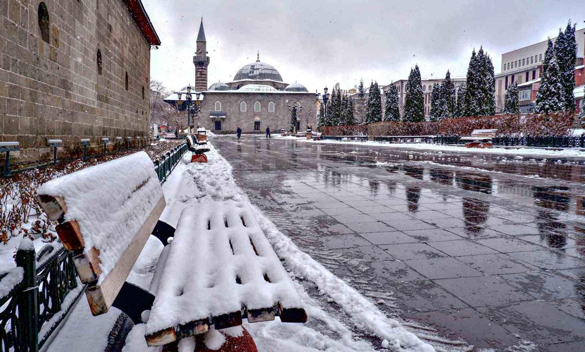 Erzurum\'da Kar Yağışı