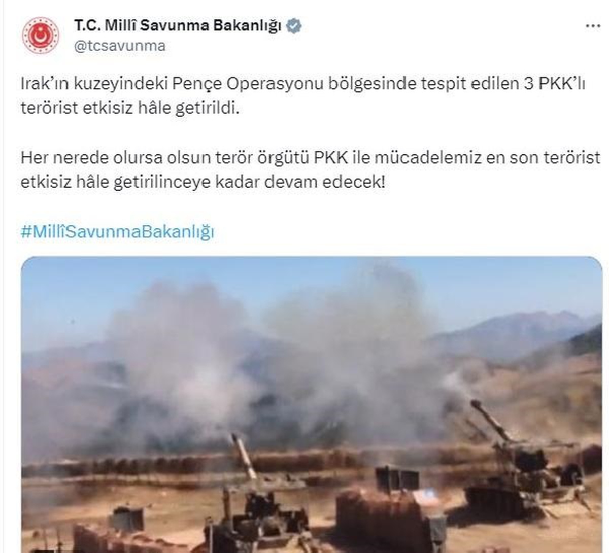 Pençe Operasyonu Bölgesinde 3 PKK\'lı Terörist Etkisiz Hale Getirildi