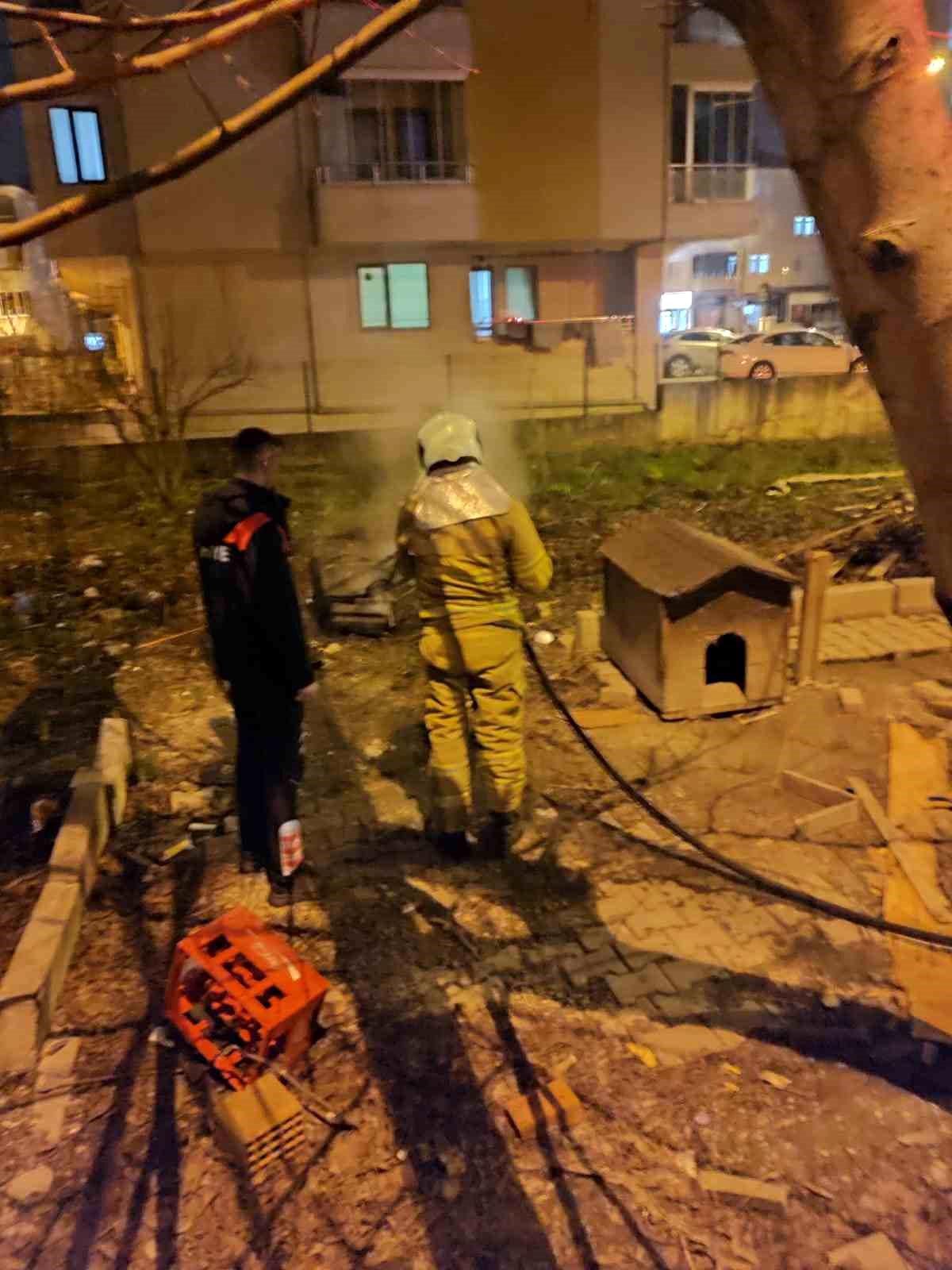 Bartın\'da çıkan yangında köpek kurtarıldı