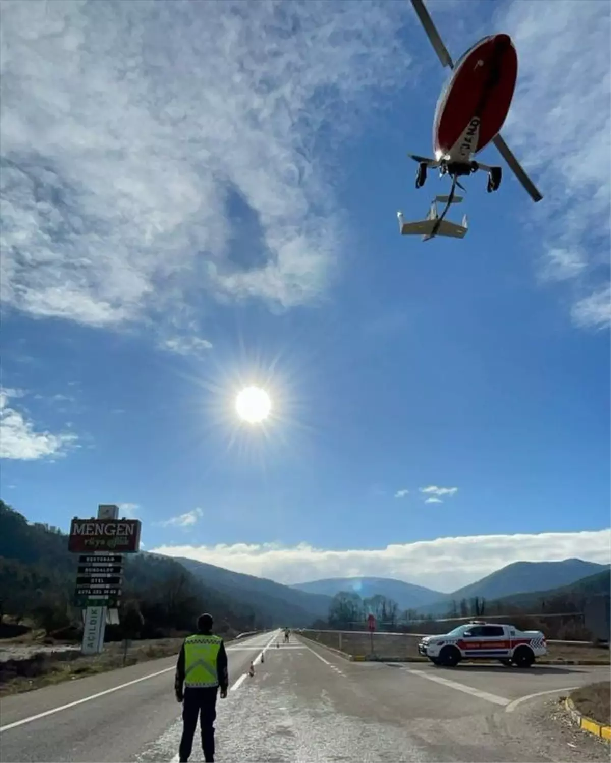 Bolu Mengen\'de cayrokopter destekli trafik denetimi yapıldı