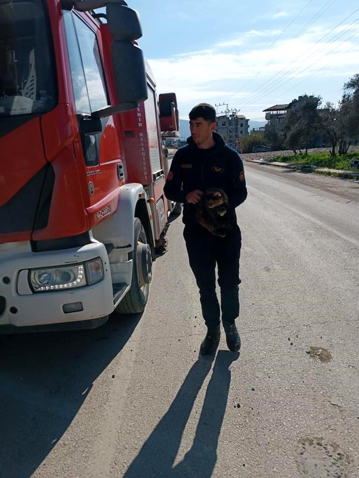 Antakya\'da Mahsur Kalan Kedi İtfaiye Ekipleri Tarafından Kurtarıldı