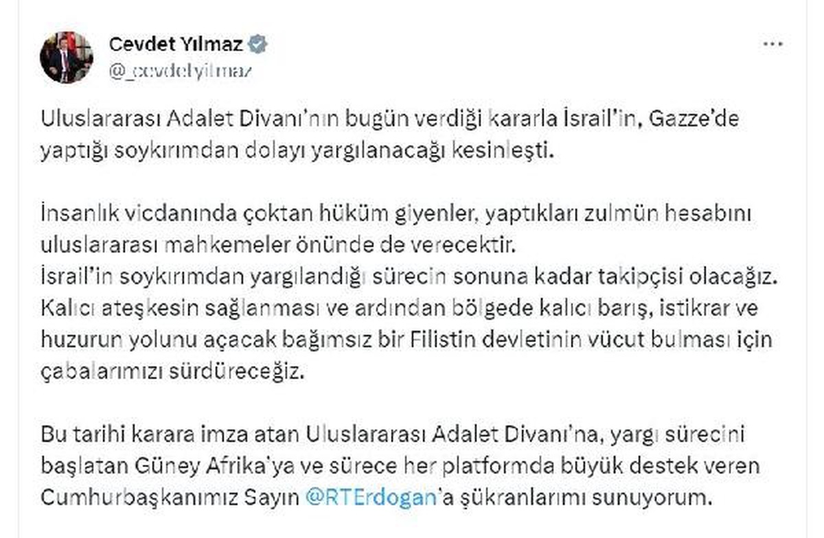 Uluslararası Adalet Divanı, İsrail\'in Gazze\'deki soykırımını yargılayacak