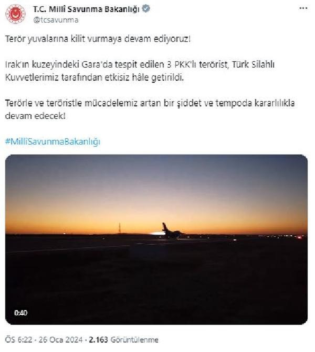 Irak\'ın kuzeyindeki Gara\'da 3 PKK\'lı terörist etkisiz hale getirildi