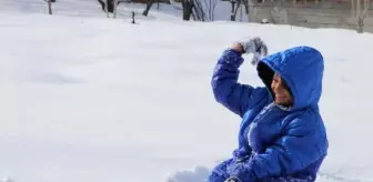 Van'da Kar Yağışıyla Çocuklar Kızakla Kayıp, Kar Topu Oynadı