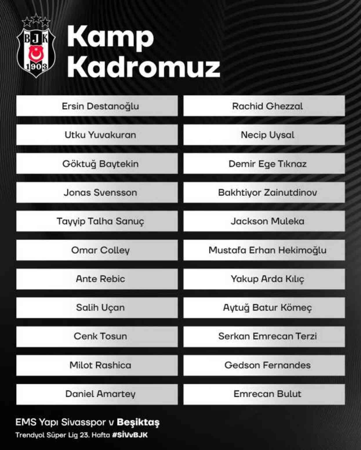 Beşiktaş'ta son haftaların golcüsü Semih Kılıçsoy, Sivasspor kafilesine alınmadı